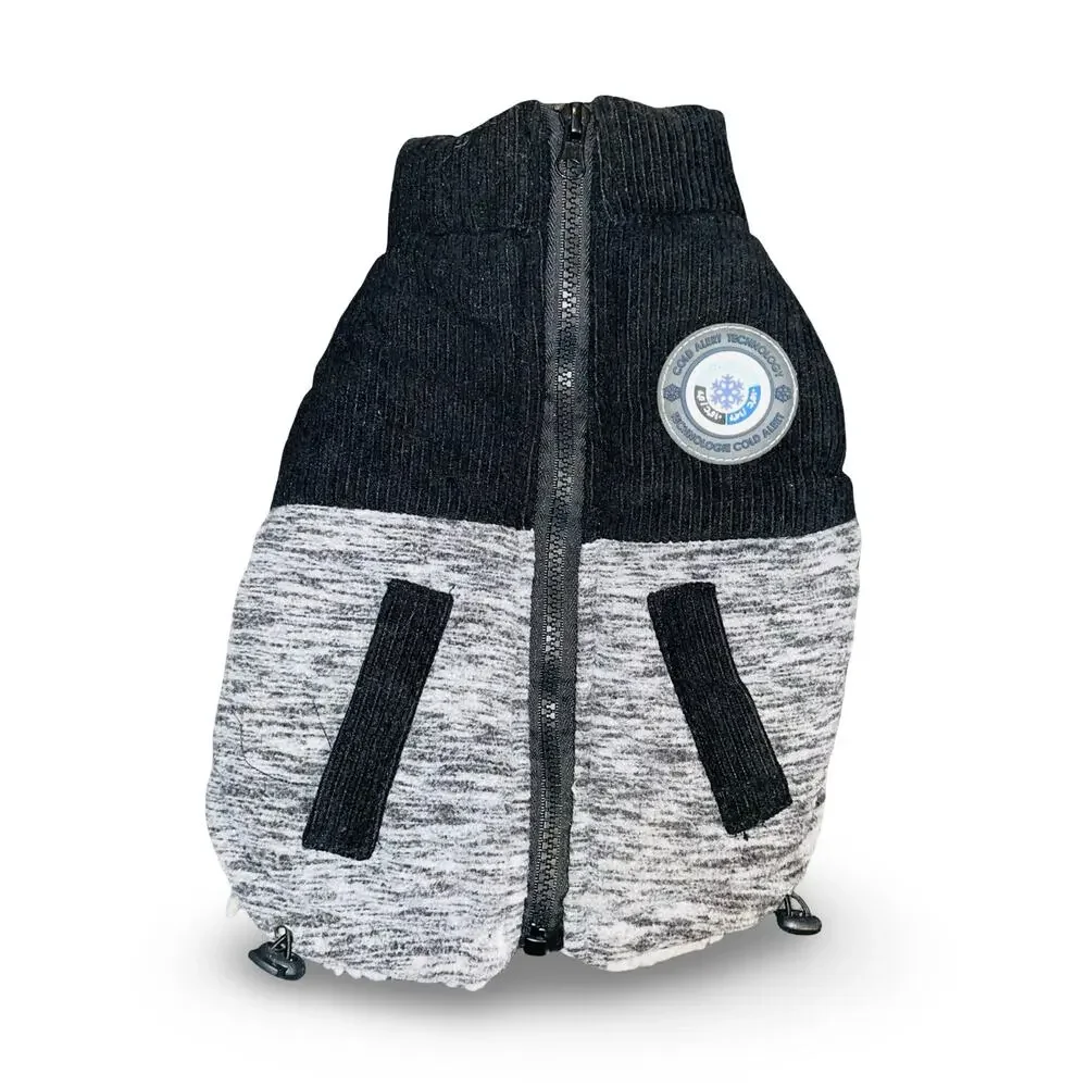 LuvGear Cold Alert Dog Pup Jacket Hoodie XS Gray Insulated Waterproof Pet Winter